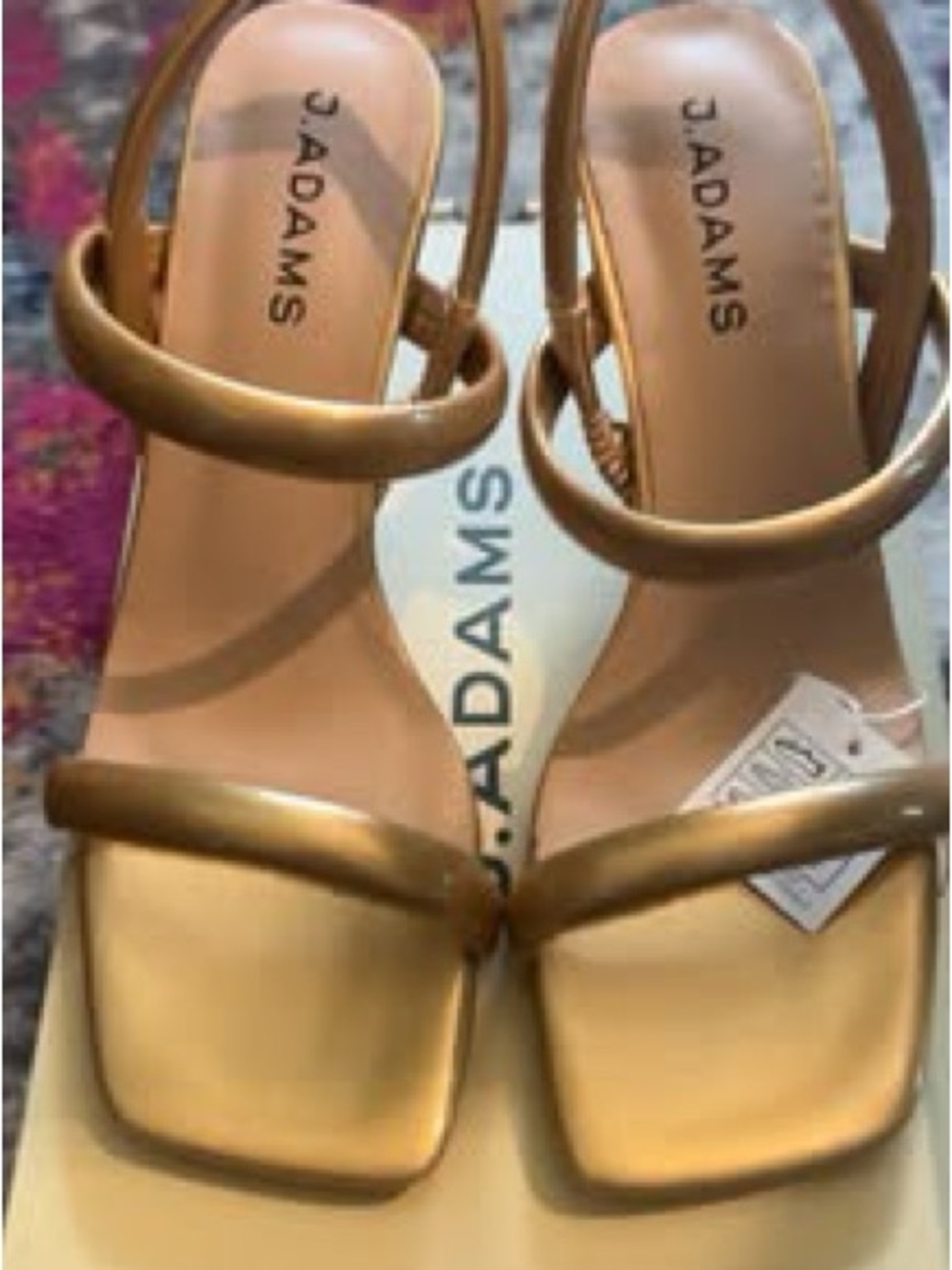 Adams Gold Metallic Strappy Square-Toe Heels